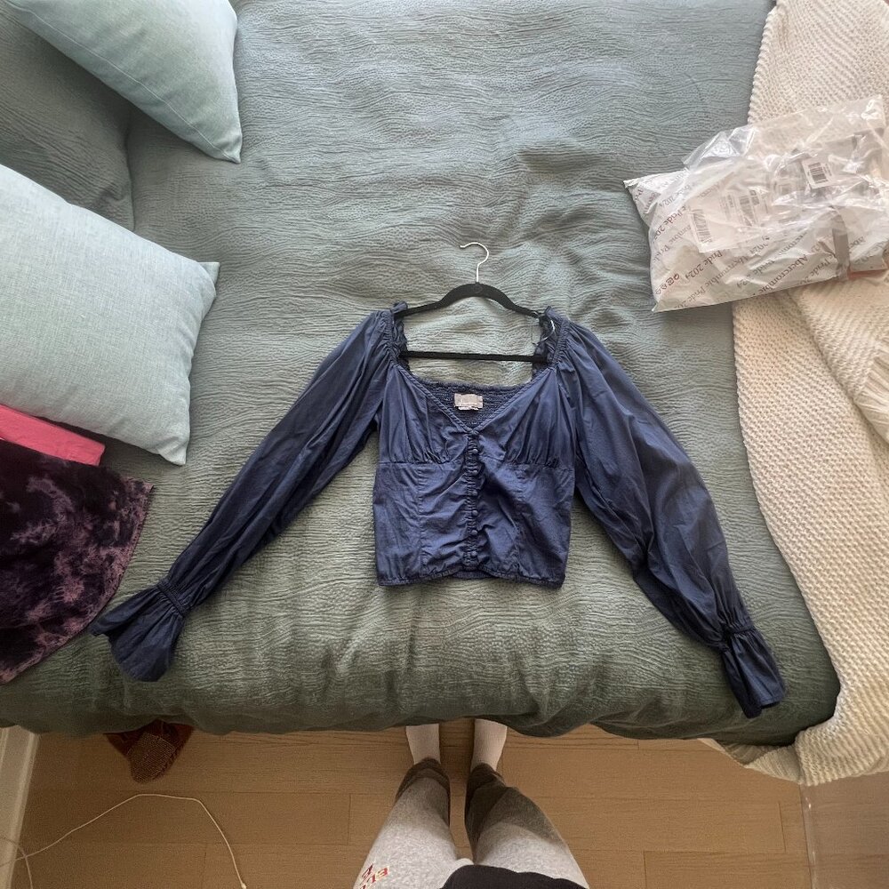 Anthropologie Puff-Sleeved Sweetheart Blouse